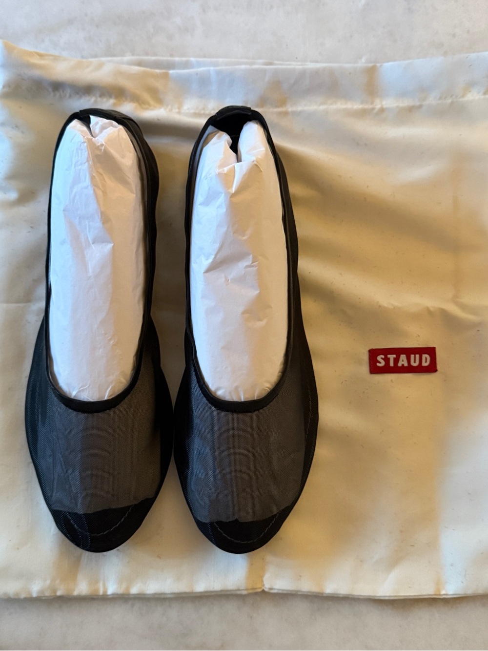 STAUD Black Sheer Mesh Ballet Flats size 40